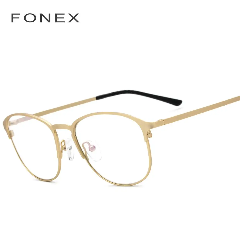 Оправа для очков из сплава, женские брендовые дизайнерские ретро винтажные круглые очки по рецепту, очки для близорукости, оправа для очков 10012 - Цвет оправы: Золотой