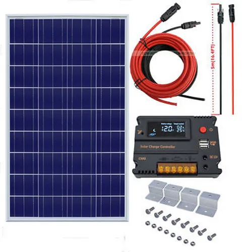 

100W Polycrystalline 18V solar power panel with 10A solar charger controller for home 12V battery solar panel system 100W 12V