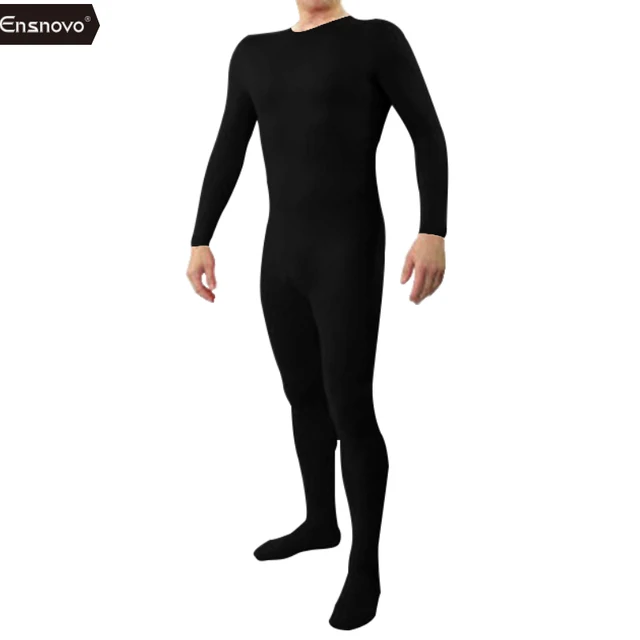 Buy Ensnovo Shiny Zipper Bodysuit Zentai Full Body Tights For Men Bodysuits