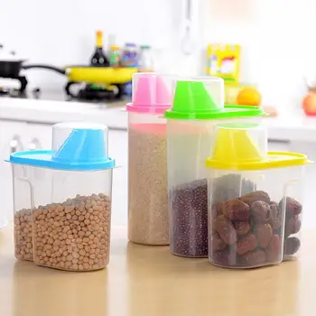 

Creative Super Large Storage Plastic Sealed Jar Kitchen Lid with Scale Cereal Jar Small Covered Storage Box Large Openings