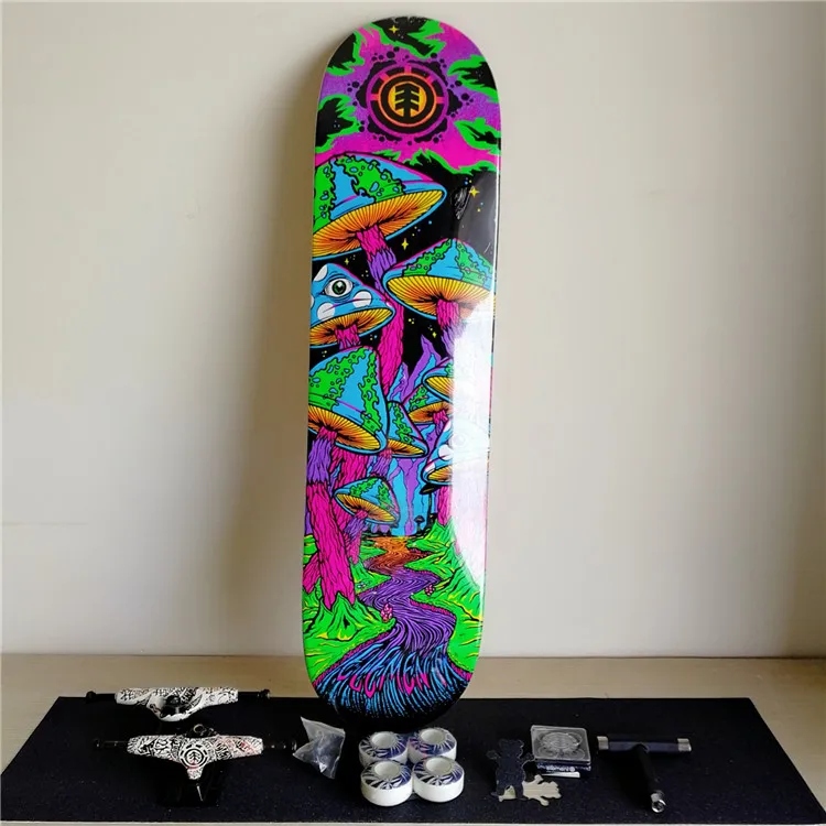 

Complete Skateboards Set ELEMENT Deck Blank Trucks Element Wheels ABEC-3 Bearings Plus Hardware Set Riser Pad & Installing Tool