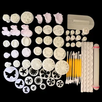

DIY Baking 68pcs fondant cake printing embossing mold tool set Folder Stencils Template Crafts Cards Making Decoration Oct18