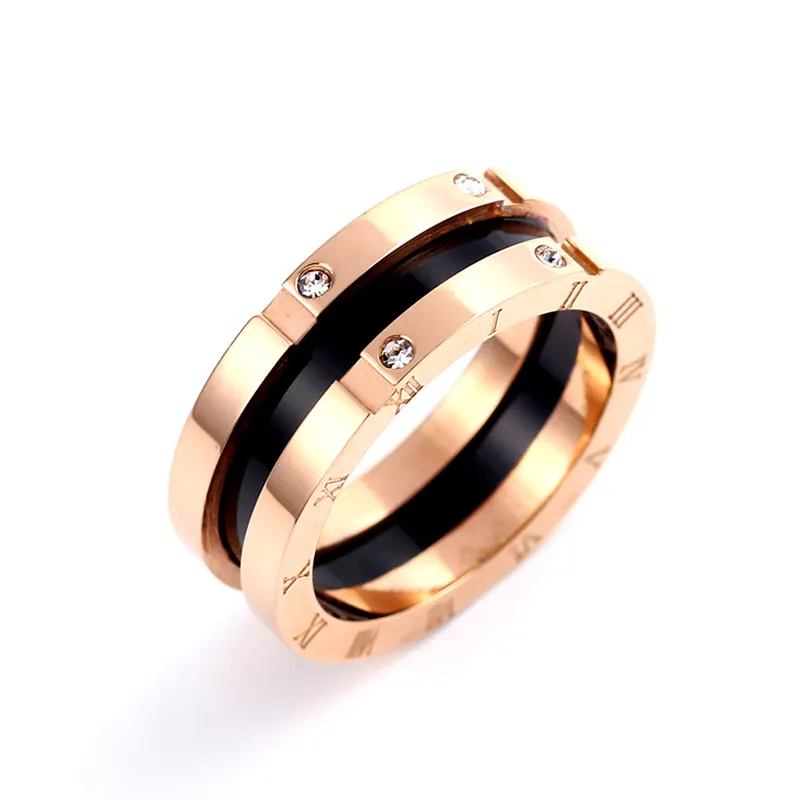 Новое горячее предложение 8 мм титановое стальное кольцо 'CZ loves кольцо эмаль Роза 14KGP Кольцо женское кольцо