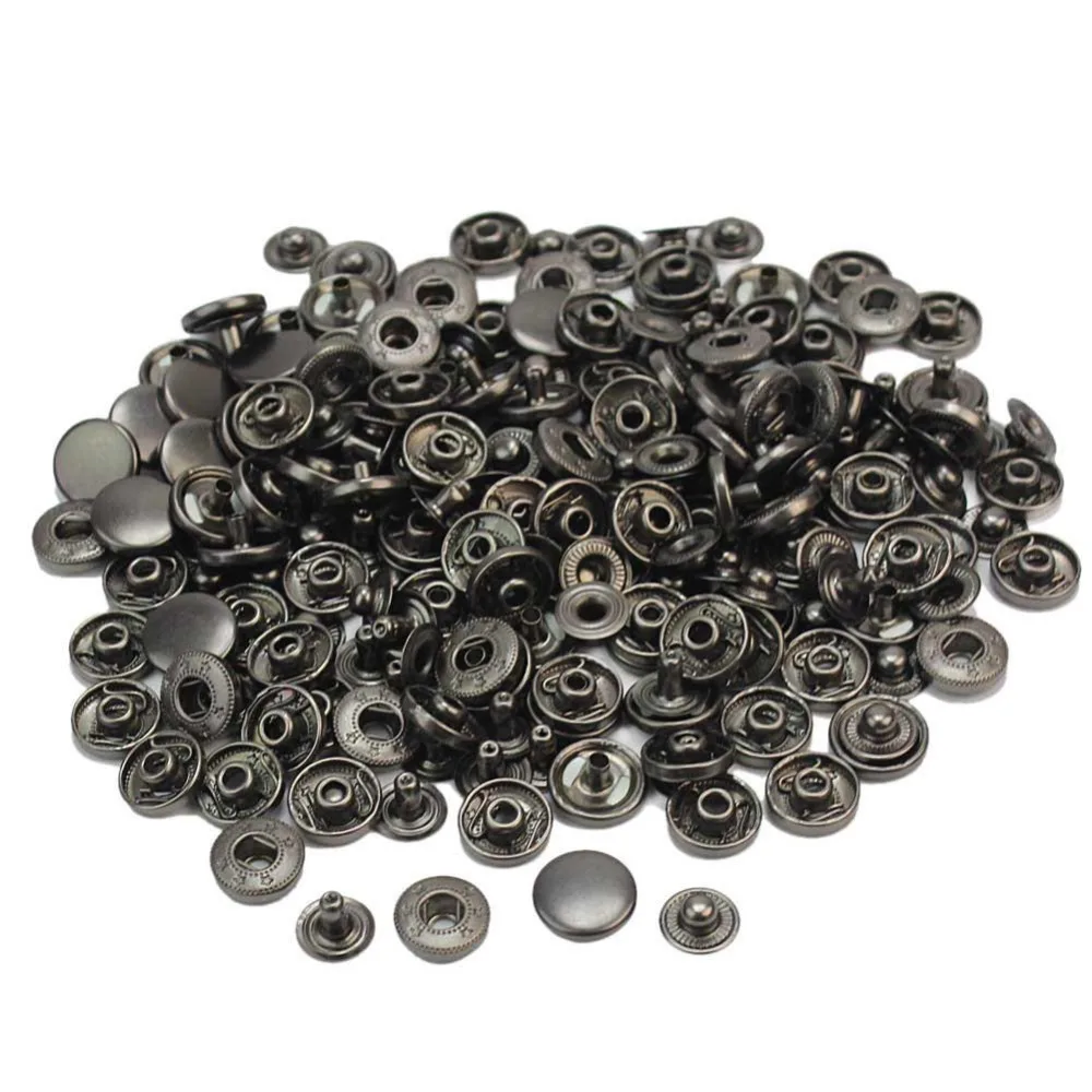 50 Pcs 13mm Vintage Black Metal Snap Press Fasteners Poppers Sewing