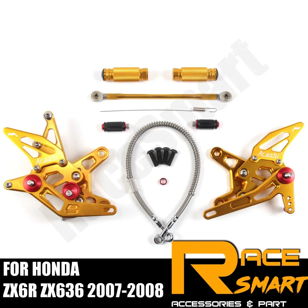 

FOR KAWASAKI ZX-6R ZX6R ZX636 2007 2008 ZX 6R Rear Footrests Foot Rest Pegs Pedal Motorcycle Accessories CNC Adjustable Rearset