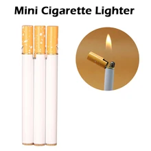 1pcs NO GAS Mini Compact Jet Butane Lighter Gas Lighter Fire Cigarette Shaped Oil Metal Inflatable Wholesale encendedor isqueiro trash can shaped butane gas lighter yellow