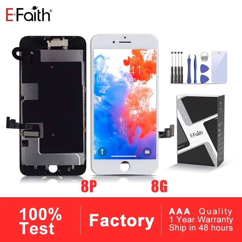 Efaith A+++ полная сборка lcd или Дисплей для iPhone 8 и 8 Plus сенсорный экран Замена объектива Pantalla с фронтальной камерой