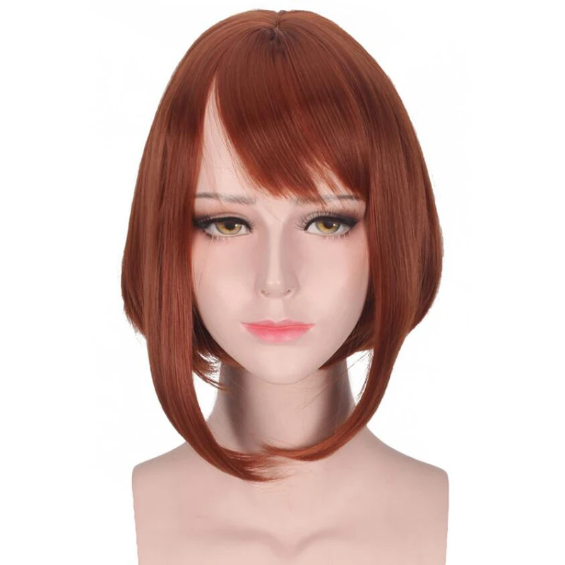 

Anime My Hero Academy Ochako Uraraka Pear Short Synthetic Brown Wig Anime Cosplay Wig + Cap + Free Shipping