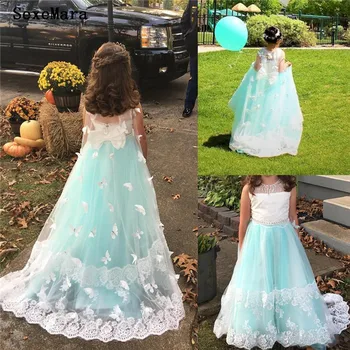 

Real Pictures Flower Girl Dress for Wedding Lace Beading Kids First Communion Gowns Girls Birthday Dress Size 2-16 Years Old