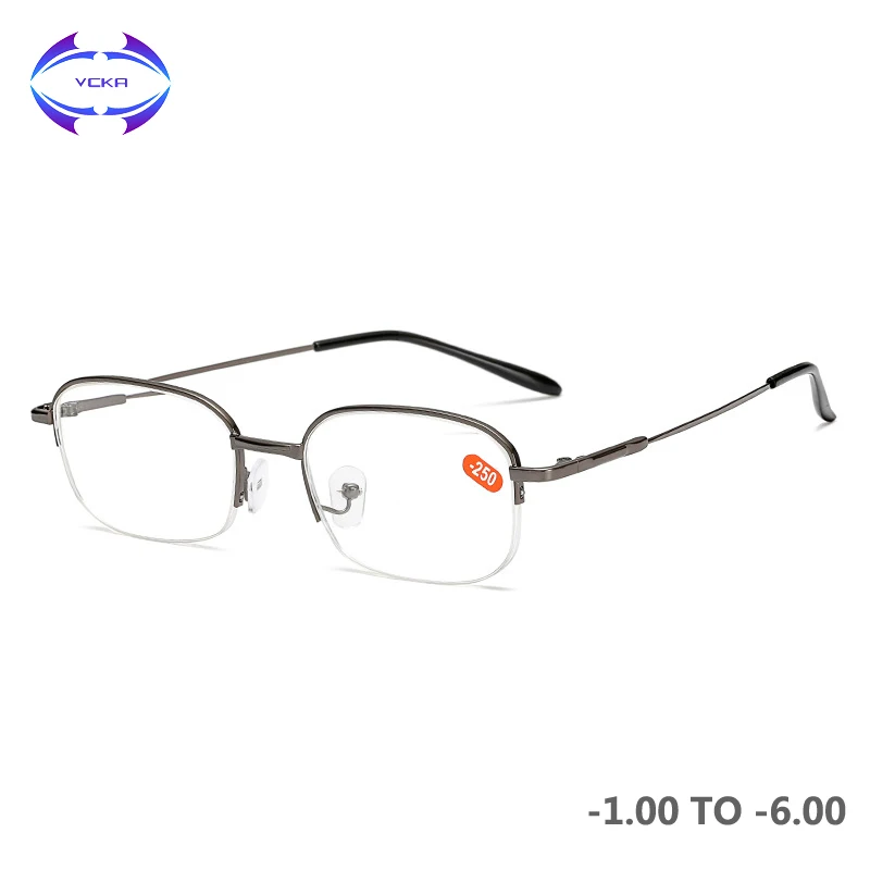 

VCKA Diopter -1 -1.5 -2 -2.5 -3 -3.5 -4 -4.5 -5 -5.5 -6 Finished Myopia Glasses Men Women Metal Half Frame Shortsighted Glasses