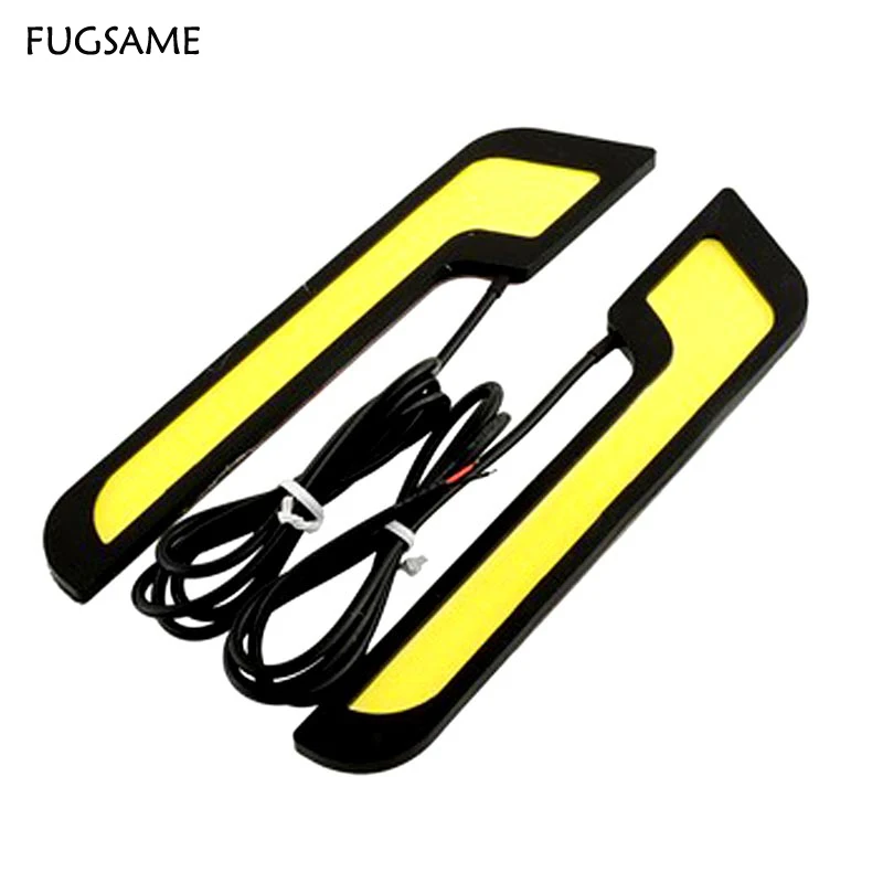 

2015 L Shape Waterproof Ultra Bright COB LED Daytime Running Light Bulb Lamps DRL High Power Aluminium For Universal Car #VM50-1