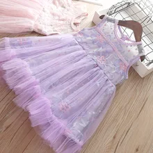 Платье для девочек; коллекция года; летняя одежда принцессы с цветочным рисунком; Кружевной Костюм; Детские Вечерние Красивые платья без рукавов; Одежда для девочек