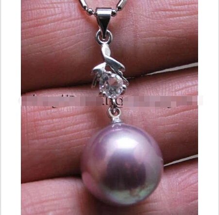 

16MM Purple sea shell pearl pendant necklace 18'' AAA@^Noble style Natural Fine jewe FREE SHIPPING
