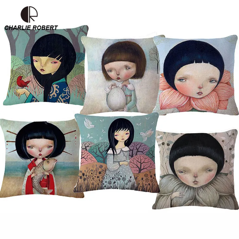 Japanese girl Home Seat Cushion Without Core Decorative Home Decor Sofa
