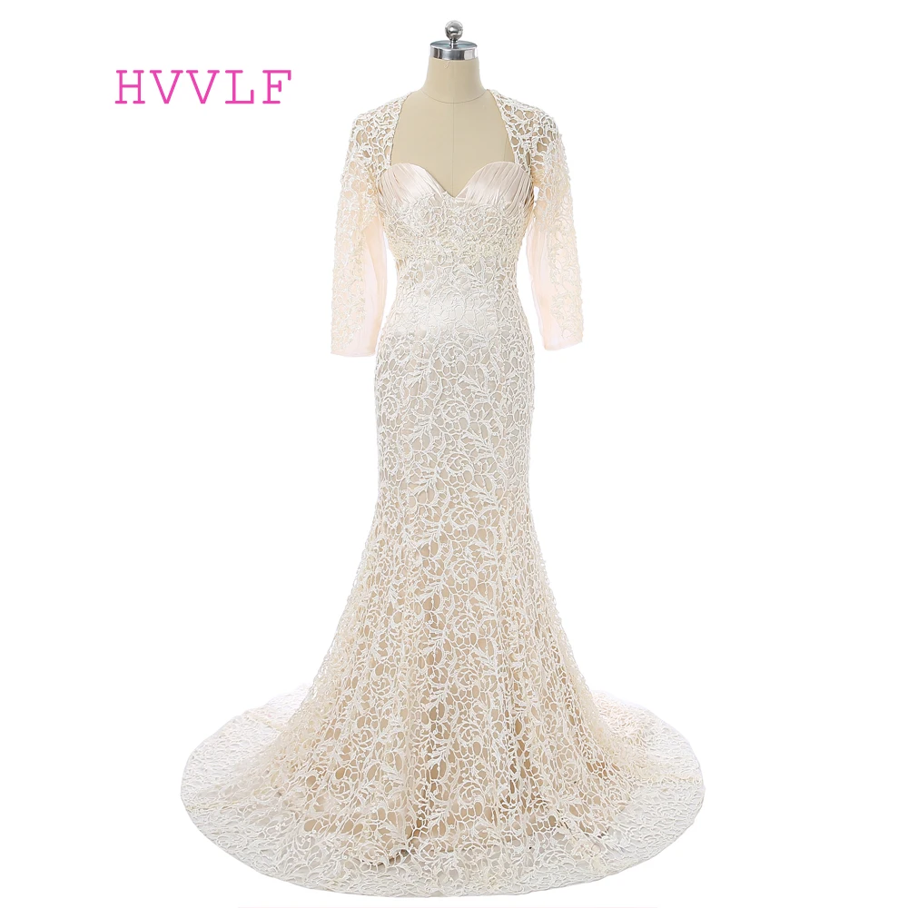 Champagne 2019 Moeder Van De Bruid Jurken Mermaid Lange Mouwen lange Avondjurk Plus Size Bruidegom Moeder Jurken Voor Bruiloft Champagne 2019 Moeder Van De Bruid Jurken Mermaid Lange Mouwen lange Avondjurk Plus Size Bruidegom Moeder Jurken Voor Bruiloft