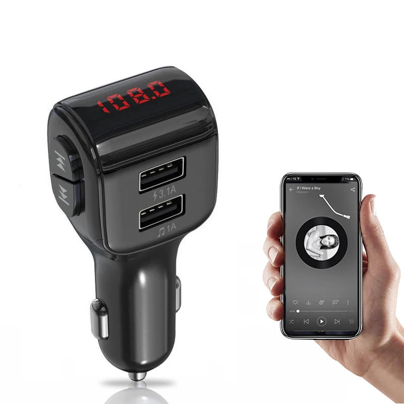 Автомобильный MP3-плеер с громкой связью, Bluetooth, fm-передатчик, автоматический модулятор, комплекты, беспроводное автомобильное зарядное устройство 3.1A, ЖК-дисплей, двойной USB, аудио аксессуары