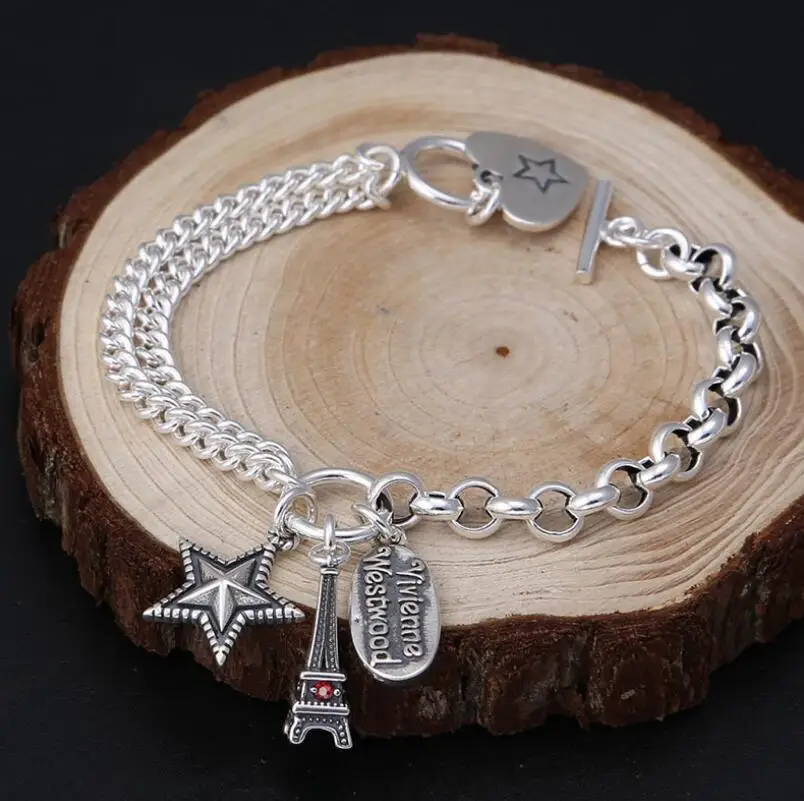 

925 sterling silver Eiffel Tower bracelet female retro bracelet (FGL)