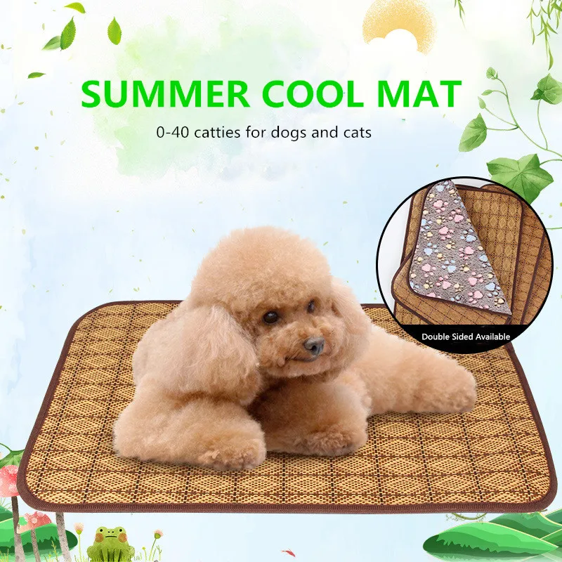 

Summer Use General Dog Bed Mat Summer Cooling Amphibious Mats Puppy Cat Coral Fleece Rattan Beds For Small Large Dogs Cats Pad