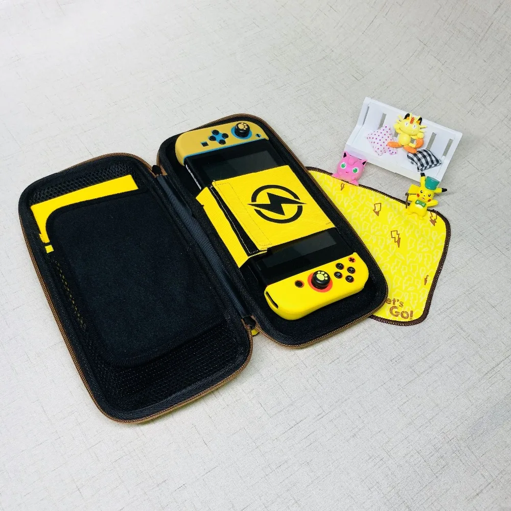 Силиконовый чехол Pikachus Eevee Joycon Thumstick Grips cap для Nintendo switch NS Console, Жесткий Чехол для хранения+ папка-подставка