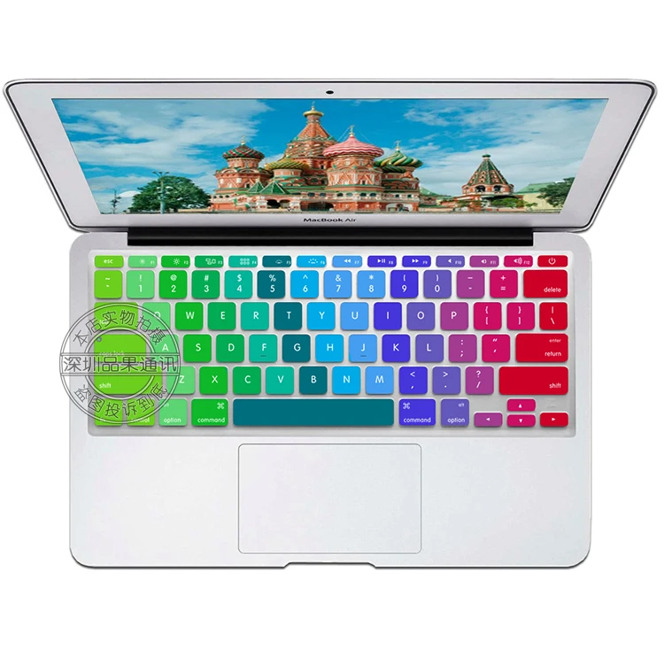 Красочные силиконовые клавиатуры защиты кожи Стикеры для 1" Apple Mac MacBook air 11,6 дюймов air 11" 11air - Цвет: colorful