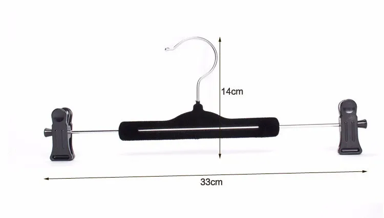 Hangerlink Флокированный черный бархат вешалка с прищепками для брюк и юбки(100 шт./лот