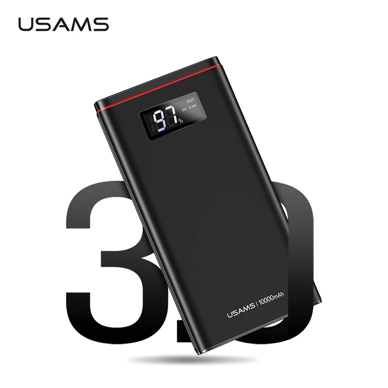 USAMS LED Power Bank 10000 мАч Тип C 18 Вт PD QC3.0 зарядное устройство Powerbank для Samsung Dual USB