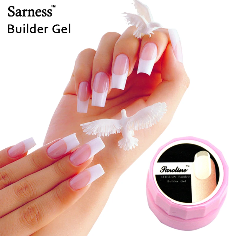 Акриловый гель для ногтей Sarness Quick Extension полигель розовый белый металл с