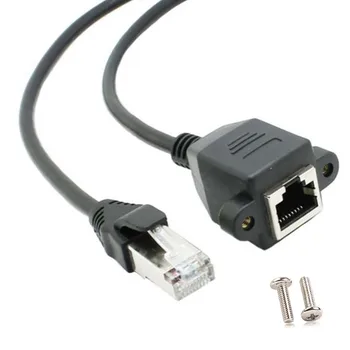 

new RJ45 Male to Female Screw Panel Mount Ethernet LAN Network Extension Cable 1m