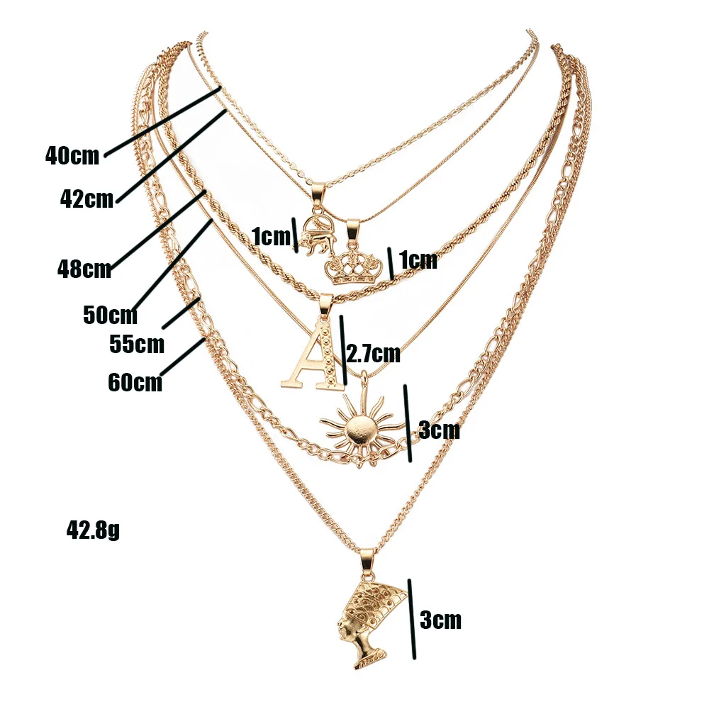 Ожерелья в стиле панк, подвеска в виде короны и слона, Золотое многослойное колье, ювелирные изделия для танцев и вечеринок