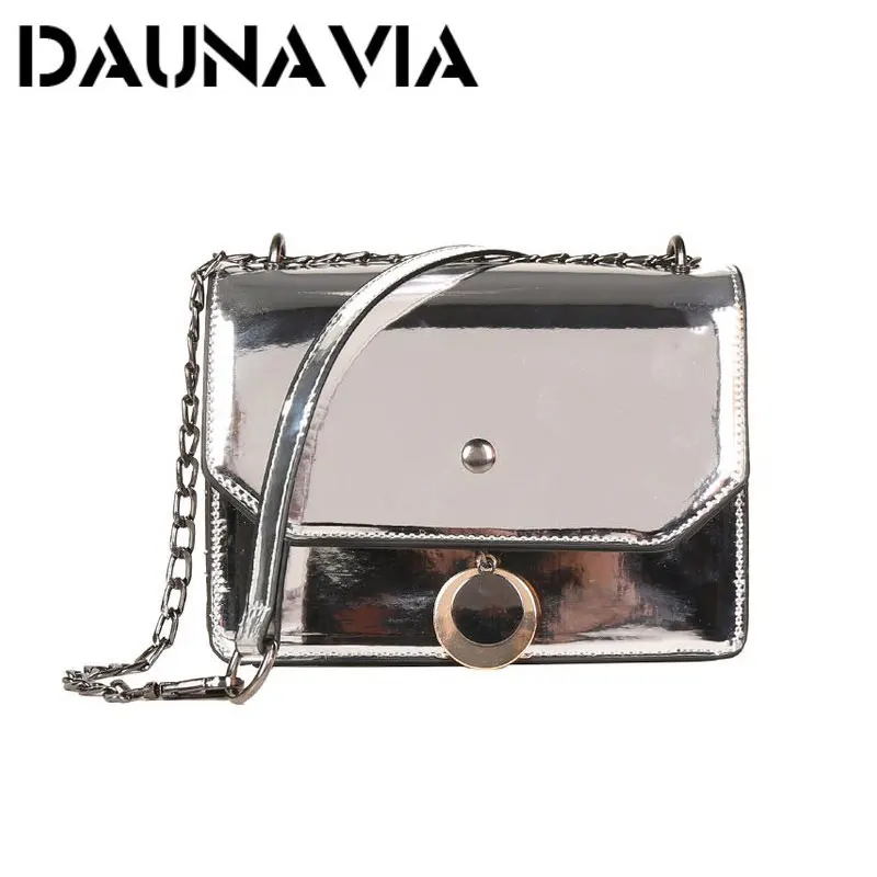 

DAUNAVIA 2018 New Fashion wild Woman's Mini Solid high quality Handbags Silver Chain Evening Shoulder & Crossbody Party Bags