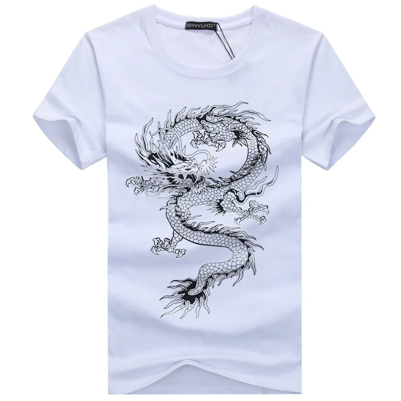 Футболки с классическим принтом, Мужская забавная футболка с изображением китайского дракона, футболка кунг-фу Тай Чи