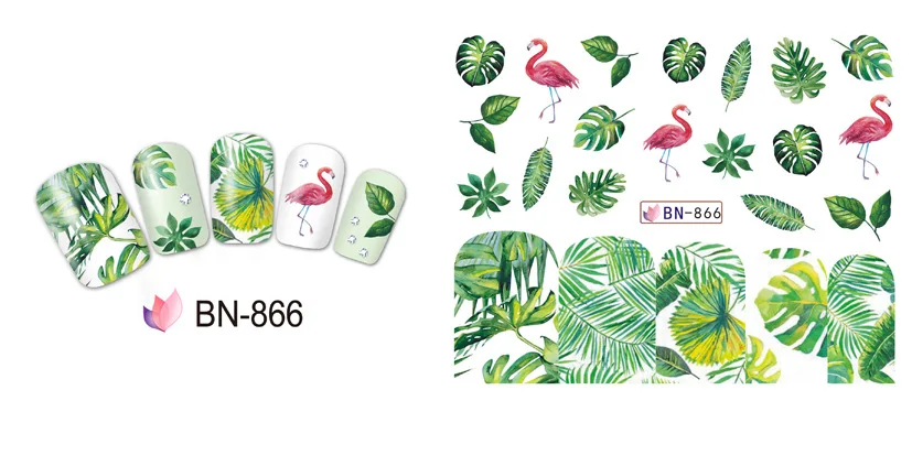 12 листов горячий Фламинго Единорог стикер для ногтей Дизайн ногтей 3D DIY аксессуар модный лист животных наклейки, покрытие для ногтей Наклейка на воду советы EIRF