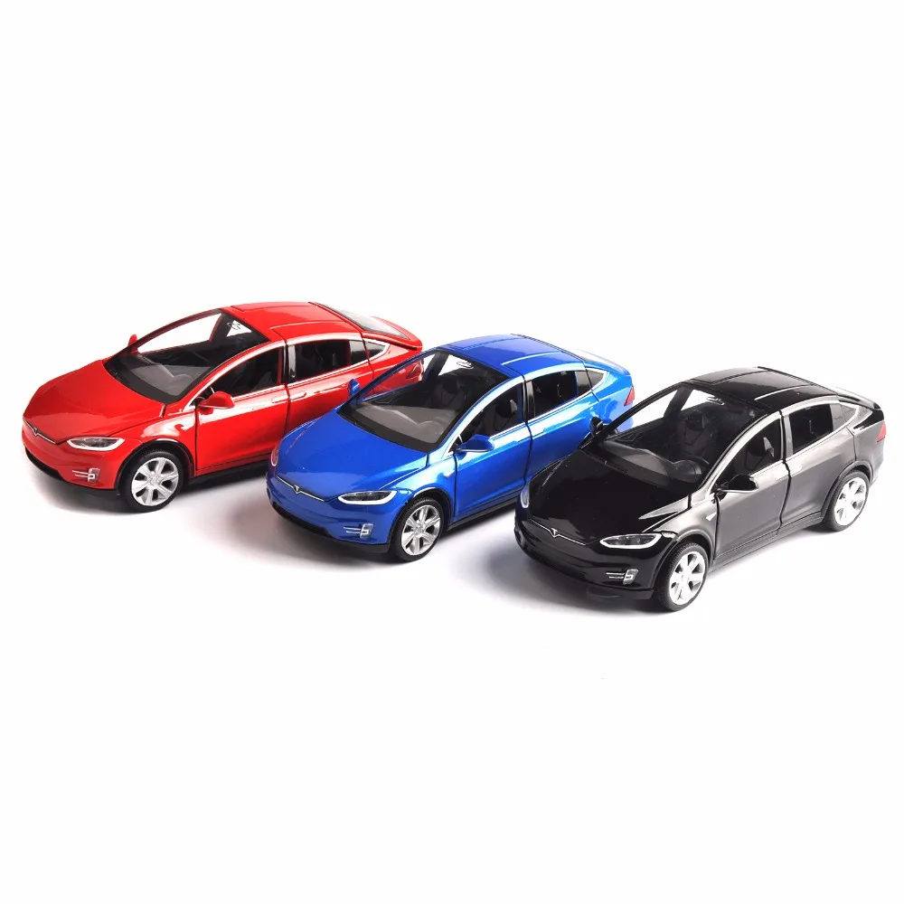 1:32 Масштаб W звук и свет оттягивающаяся назад модель автомобиля X90 Тесла синий красный черный сплав литые модели автомобилей коллекция детских игрушек США