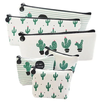 

Canvas students' school bag box pencil case wallet wallet cosmetic bag cactus set 6 pcs