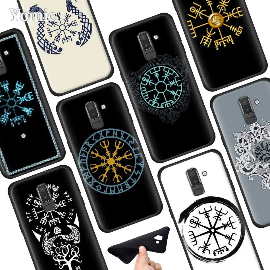 

Viking Vegvisir Odin Nordic Silicone Phone Case for Samsung Galaxy J8 J6 J4 Plus 2018 A50 A70 A80 S10 Plus S10e Case Cover