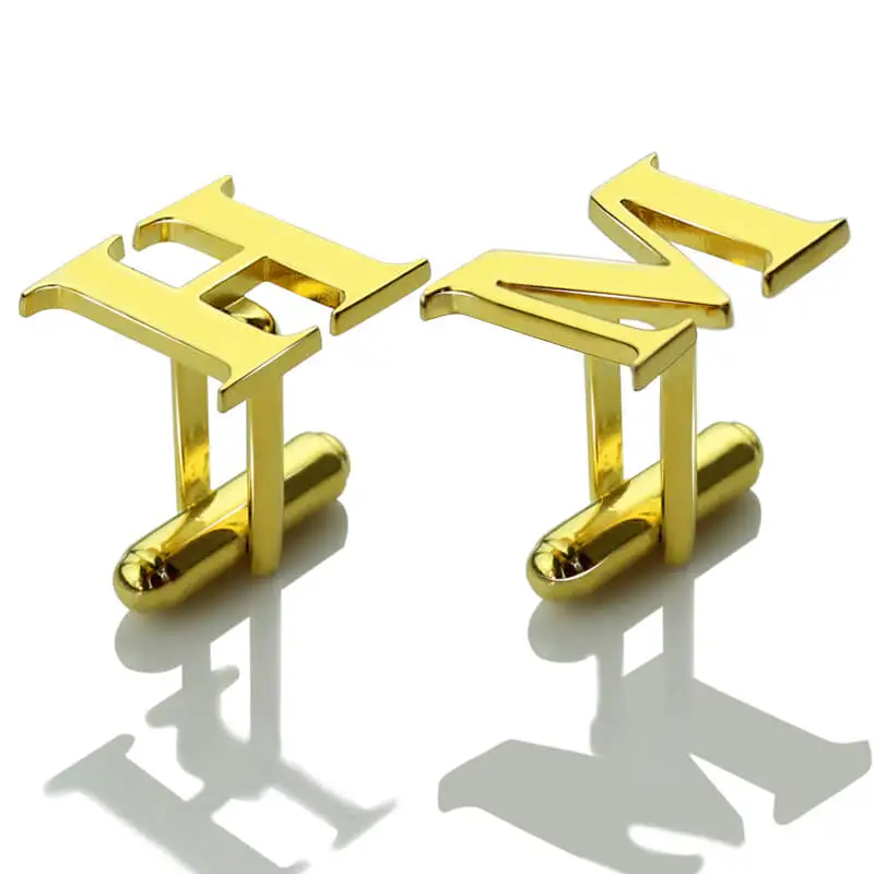 Wholesale Gold Color Silver Personalized Men Initial Cufflinks Wedding Cufflinks for Groom Gift ...