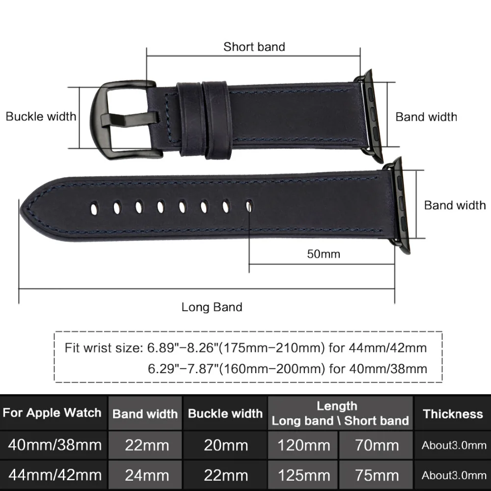 Ремешок MAIKES кожаный для iwatch Band 42 мм 38 браслет Apple Watch Series 4 1 44 40 аксессуары