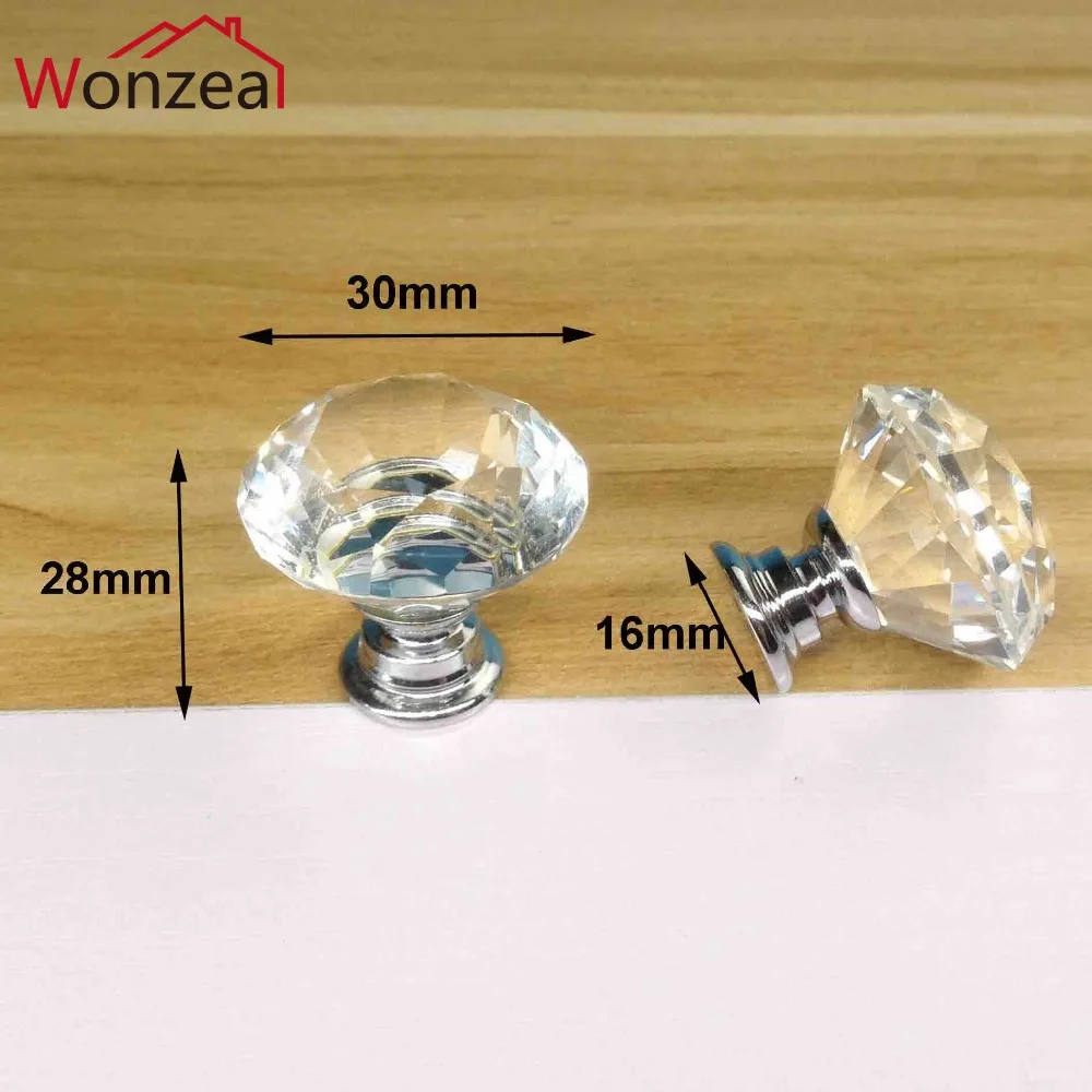 

4pcs 30mm Furniture handle crystal handle Crystal Drawer Pulls and Knobs for Ccabinet Kitchen Hardware
