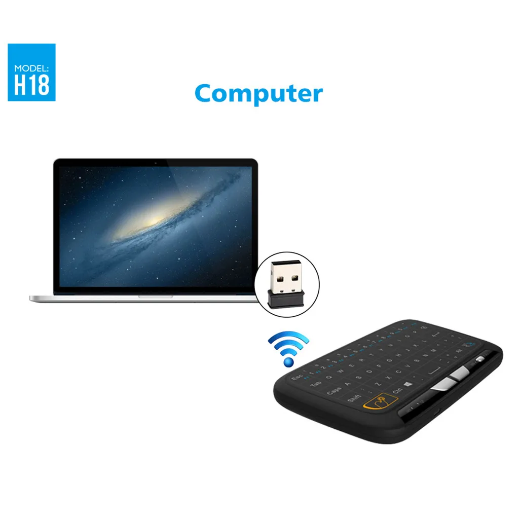 Мини беспроводная клавиатура H18 2,4 ГГц пудинг keycaps беспроводной перезаряжаемая клавиатура и тачпад комбо для ПК смарт-ТВ на андроид+ 1