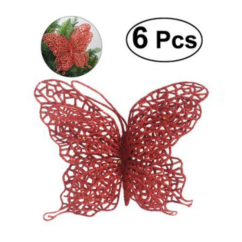 6 шт./компл. Рождественская елка украшения для дома Декор в виде бабочек для украшения рождественской елки Свадебная вечеринка украшения