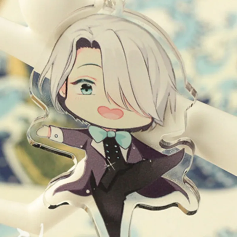 

2017 Jewelry Anime Yuri!!! on Ice Keychain Victor Nikiforov Yuri Katsuki Pendant Keyring Cute Character Figure Phone Bag Charm