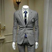 XM GEEKI мужской свадебный костюм, куртки, весенние блейзеры, тонкие мужские костюмы из двух предметов, мужской костюм с рисунком гусиной лапки, белый и черный уличный костюм, 365wt39