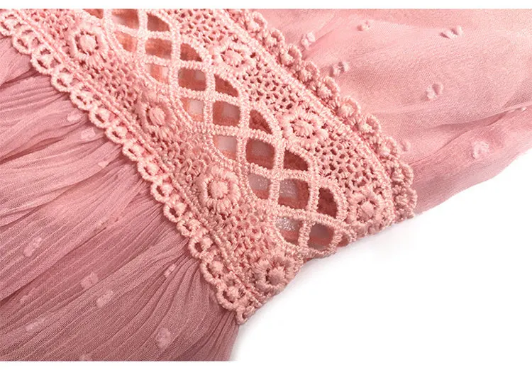 2018 Summer Dress Women Fashion Chiffon Ruffle Dresses Pink Lace Patchwork Vestidos Mujer Print Off Shoulder Dress Robe Femme (9)