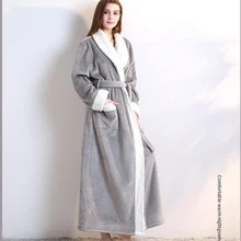 Женская одежда для сна зимний банный халат длинный плюс размер теплая Коралловая флисовая фланель Добби кимоно купальный халат платье подружки невесты