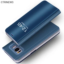 CTRINEWS Clear View Flip Cas Pour Samsung Galaxy S7 Bord S8 S8 plus S6 Bord A3 A5 A7 2017 Miroir Intelligent En Cuir Téléphone Cas couverture