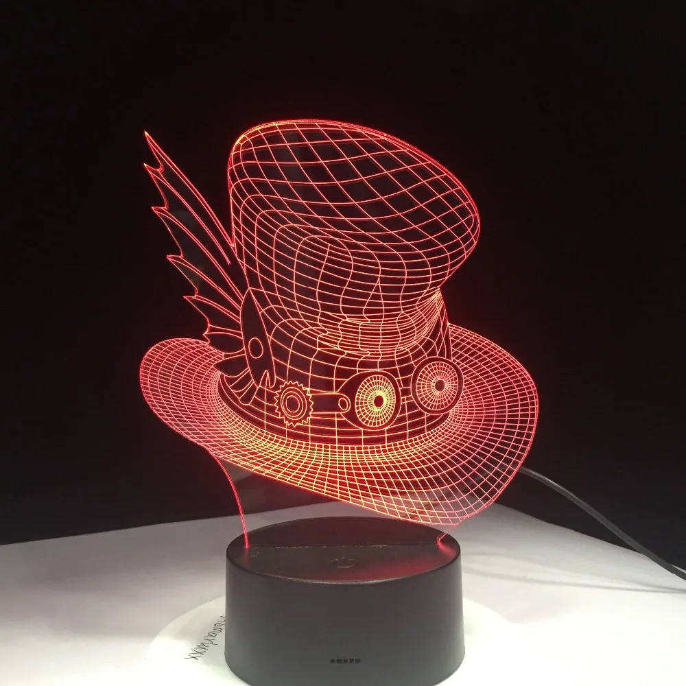 

Creative 3D Gradient Magic Hat Desk Table Lamp Colorful Led Cap Nightlight Usb Kids Sleep Bedroom Bedside Decor Light Fixtures