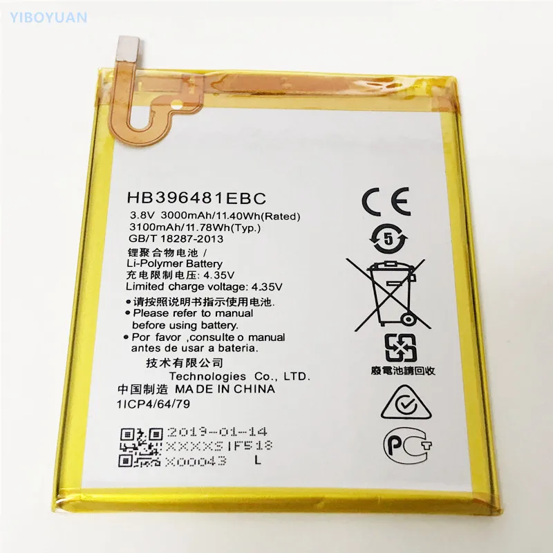 

3.8V 3100mAh HB396481EBC For Huawei Y6 2 / Y6 II / CAM-L03 CAM-L21 CAM-L23 CAM-L32 Battery