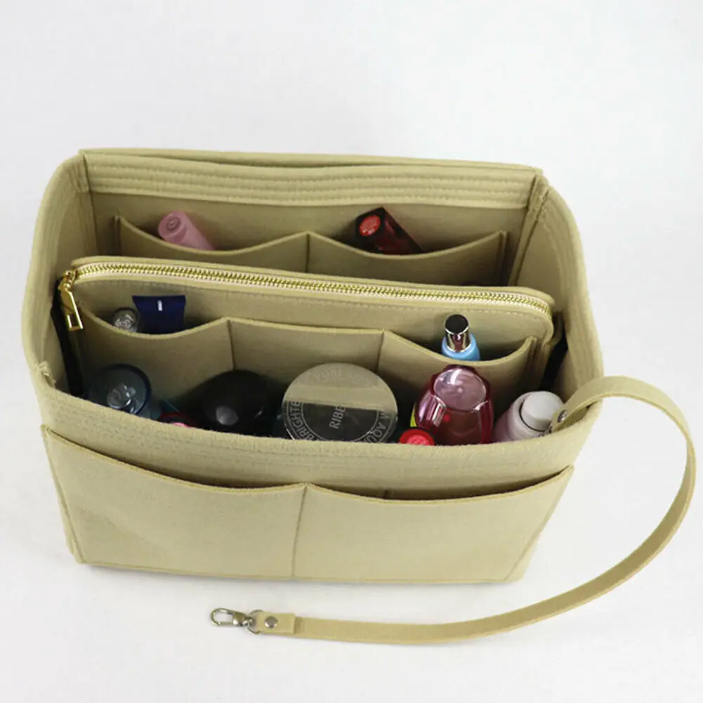 Фетровая сумка-Органайзер для макияжа, Внутренний кошелек, портативная косметичка, сумка для хранения