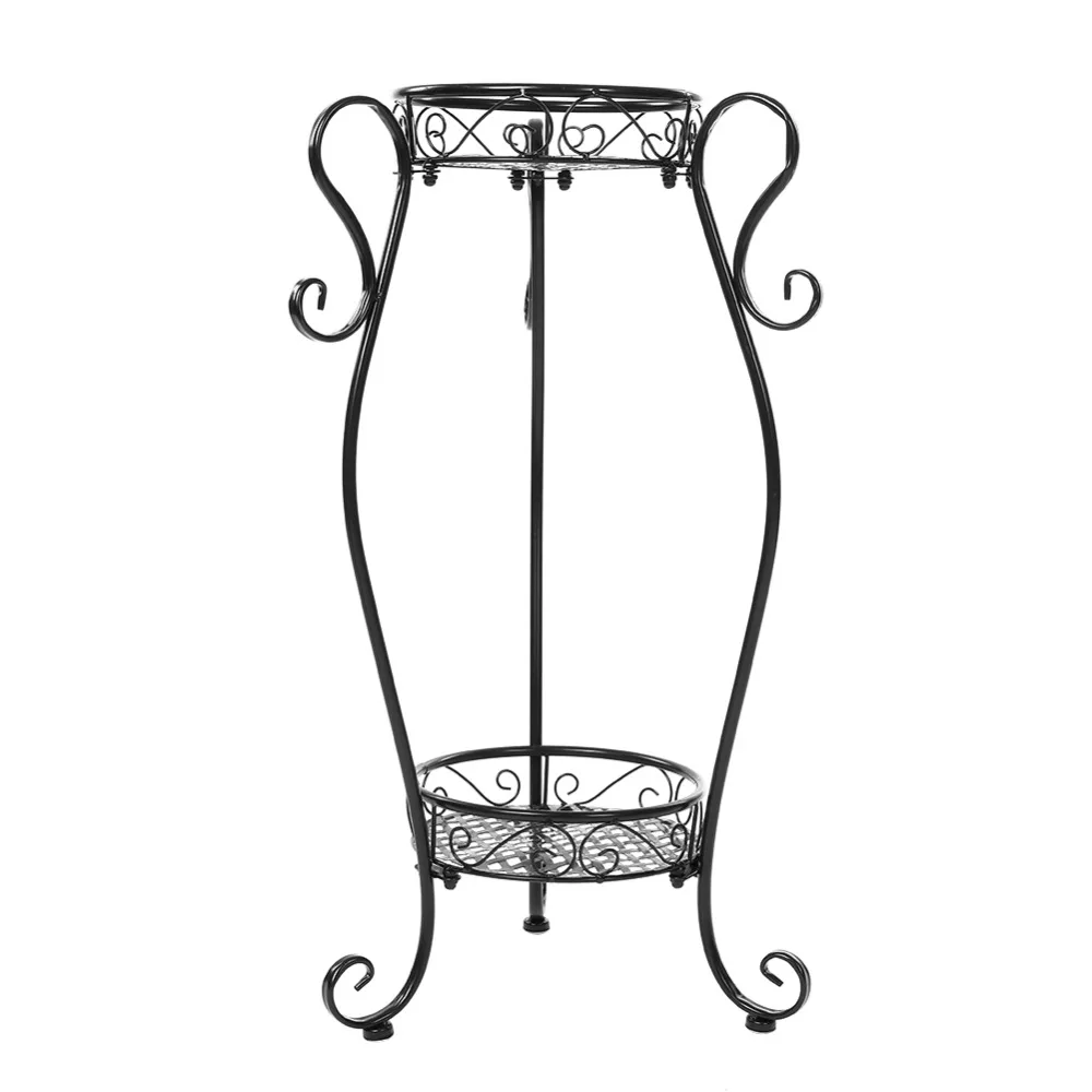 2 Tiers Iron Flower Pot Rack for Indoor Outdoor Balcony Living Room Plant Display Stand Plant Stand dekoration(Black) Hot Sale