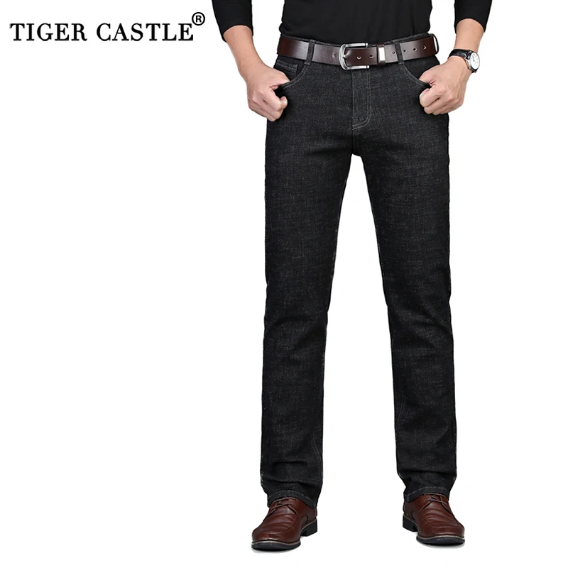 Autumn New Slim Fit Stretch Brand Jeans Men Casual Straight Business Classic Jeans Black Long Male Denim Trousers Pants Overalls